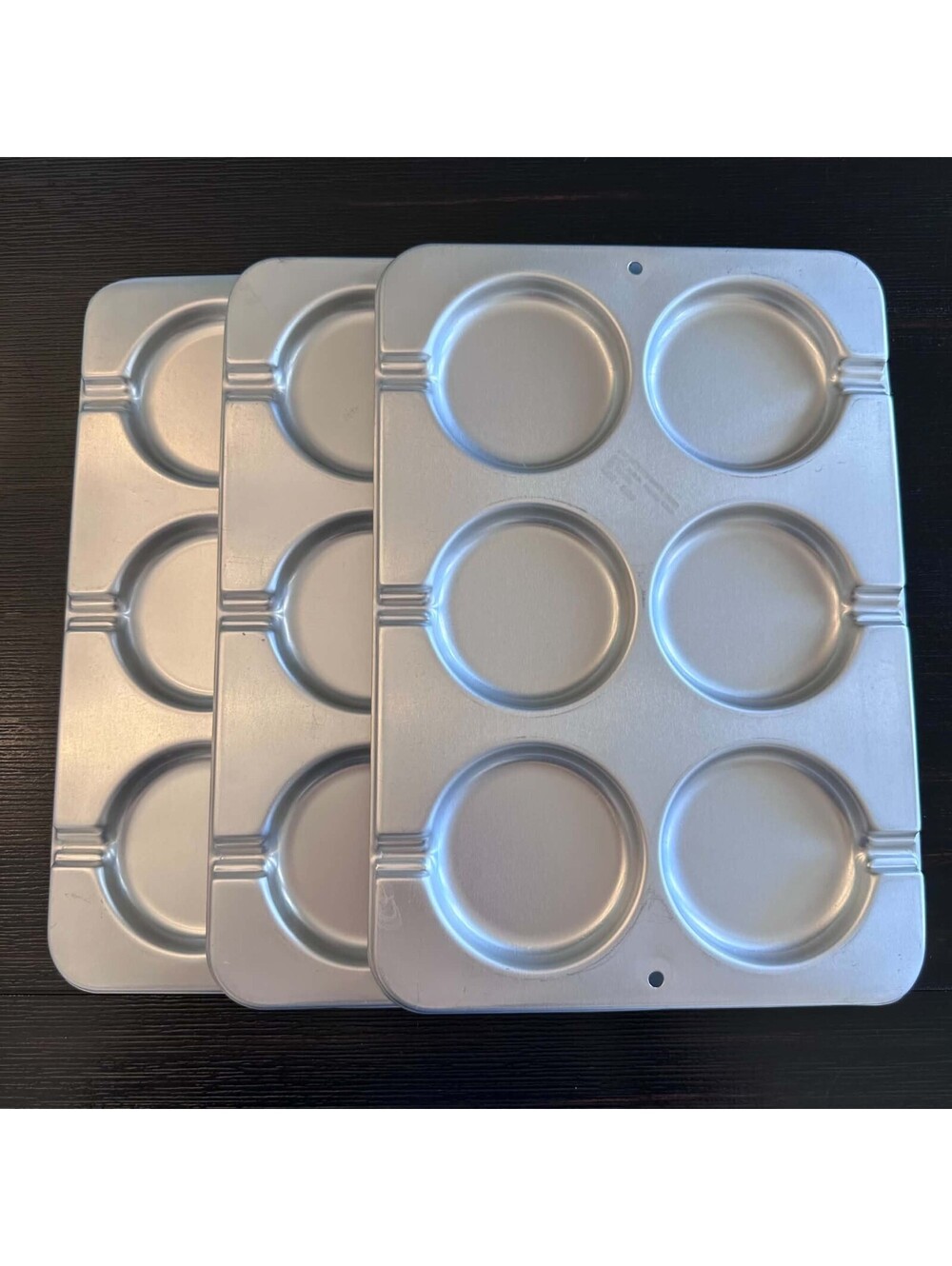 Wilton 6-Cavity Round Mini Cake Pan Set of 3 Aluminum 2105-8105 EUC
